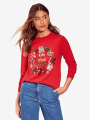 Friends Like These Red Sequin Christmas Jumper. - Image 3 of 4