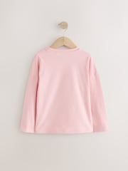 Light Pink 100% Cotton Sequin Heart Long Sleeve T-Shirt (3-16yrs) - Image 3 of 6