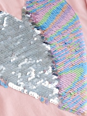 Light Pink 100% Cotton Sequin Heart Long Sleeve T-Shirt (3-16yrs) - Image 5 of 6
