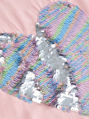 Light Pink 100% Cotton Sequin Heart Long Sleeve T-Shirt (3-16yrs) - Image 6 of 6