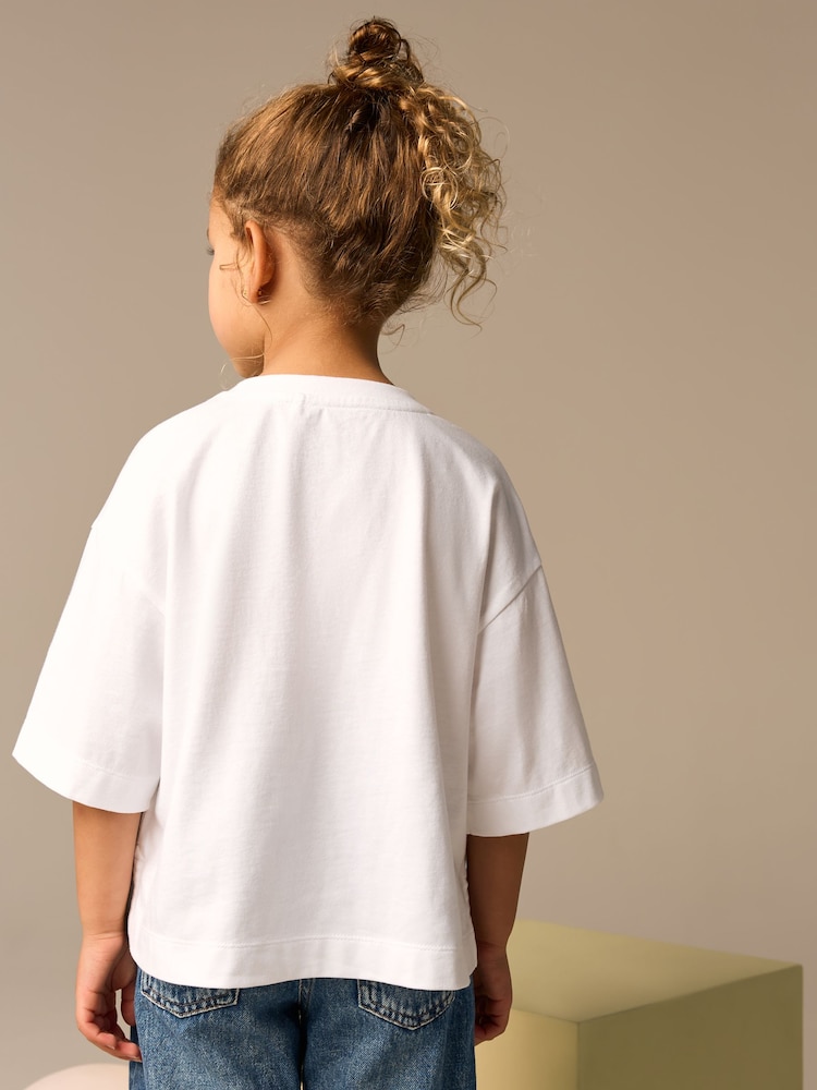 White Sequin Heart Print T-Shirt (3-16yrs) - Image 3 of 8