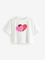 White Sequin Heart Print T-Shirt (3-16yrs) - Image 5 of 8