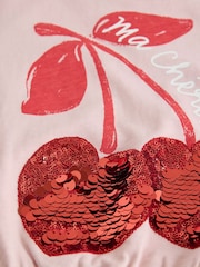 Pink Sequin Cherry Boxy Long Sleeve 100% Cotton Sweatshirt (3-16yrs) - Image 8 of 8