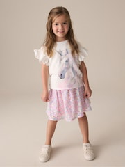 Ecru Sequin Unicorn Frill Sleeve T-Shirt (3-16yrs) - Image 2 of 8