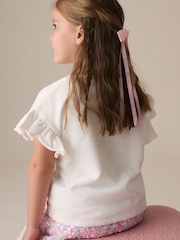 Ecru Sequin Unicorn Frill Sleeve T-Shirt (3-16yrs) - Image 3 of 8