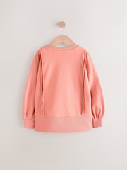 Rosarot - Übergroßes Sweatshirt aus 100 % Baumwolle mit besticktem Blumenmuster und unversäuberten Kanten (3–16 J.) - Bild 6 von 8