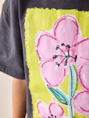 Charcoal Grey Oversized Sequin Graphic Print T-Shirt (3-16yrs) - Image 5 of 9
