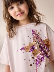 Pink/Gold Sequin Star T-Shirt (3-16yrs) - Image 2 of 3