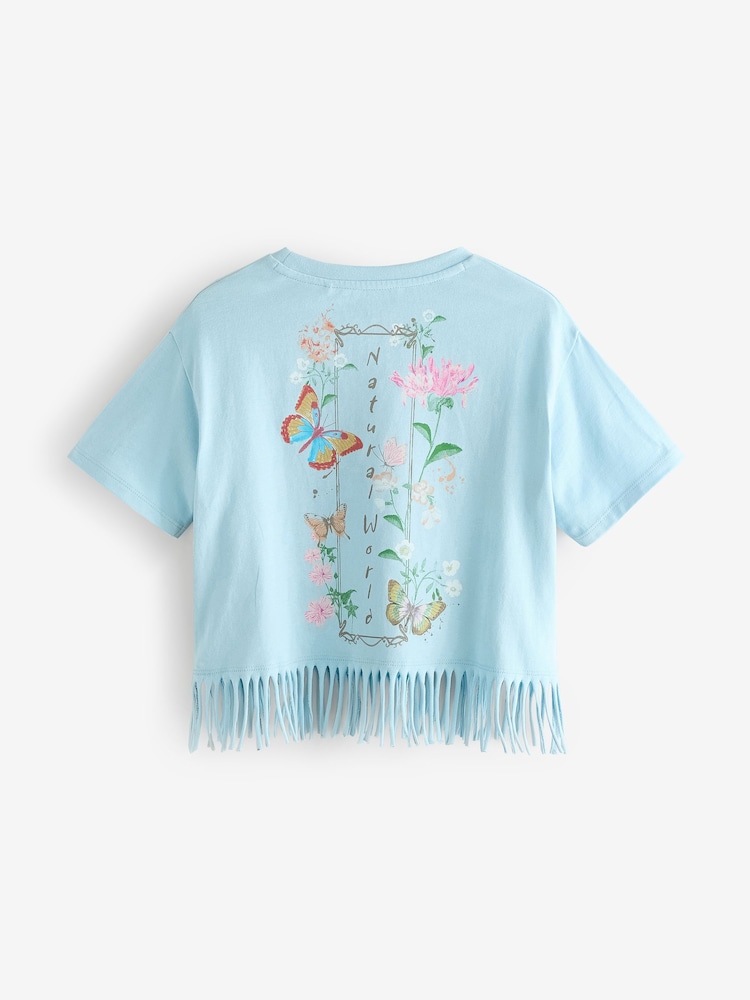 Blue Sequin Butterfly Fringe T-Shirt (3-16yrs) - Image 5 of 7