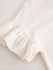 Ecru Sequin Crochet Heart Frill Sleeve T-Shirt (3-16yrs) - Image 7 of 9