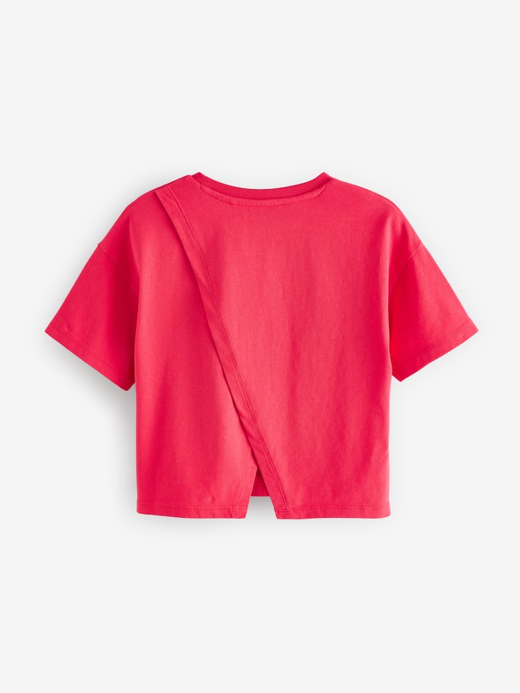 Red 100% Cotton Sequin Heart Print T-Shirt (3-16yrs) - Image 6 of 8