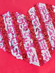 Red 100% Cotton Sequin Heart Print T-Shirt (3-16yrs) - Image 8 of 8