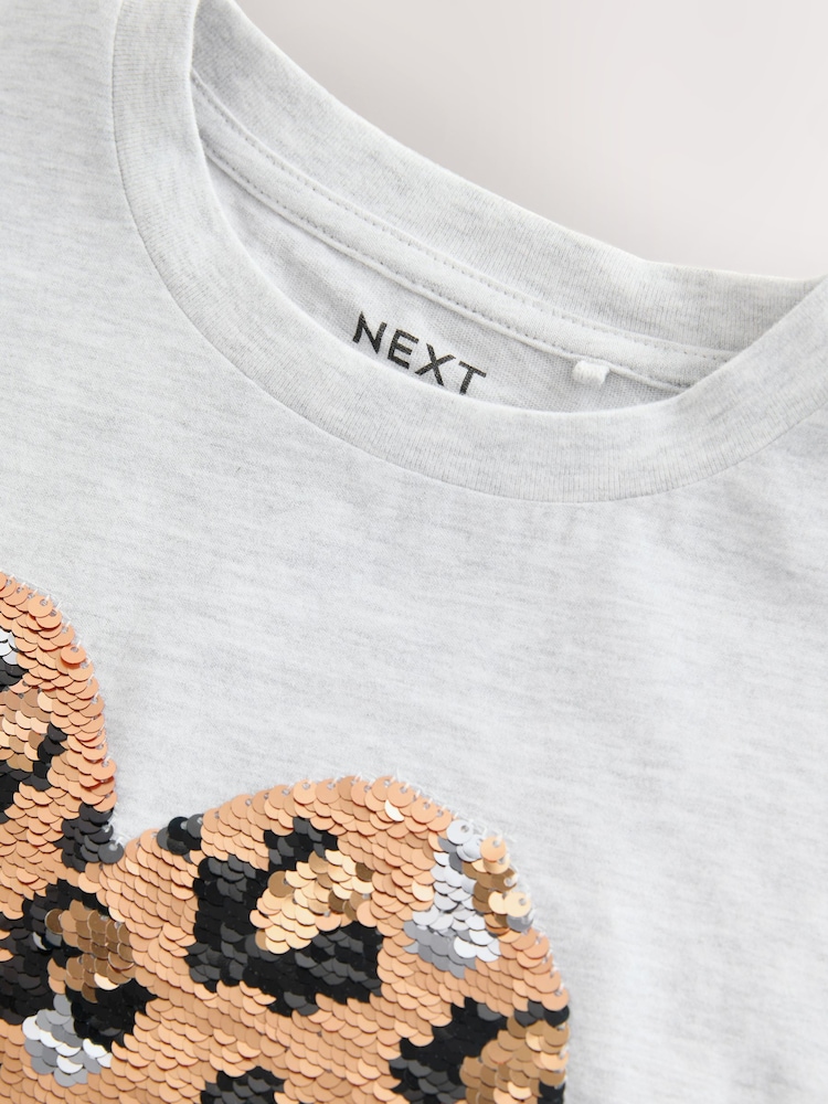 Grey Sequin Heart Print T-Shirt (3-16yrs) - Image 10 of 10