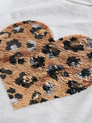 Grey Sequin Heart Print T-Shirt (3-16yrs) - Image 9 of 10