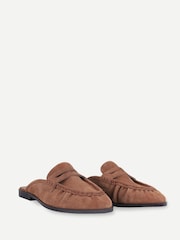 Off The Hook Brown Tiggy Suede Open Back Slip-on Loafers - Image 1 of 6