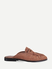 Off The Hook Brown Tiggy Suede Open Back Slip-on Loafers - Image 2 of 6