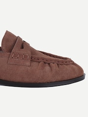 Off The Hook Brown Tiggy Suede Open Back Slip-on Loafers - Image 5 of 6