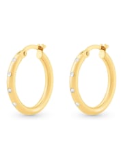 Beaverbrooks Yellow Gold Cubic Zirconia Bonded Hoop Earrings - Image 2 de 4