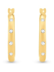 Beaverbrooks Yellow Gold Cubic Zirconia Bonded Hoop Earrings - Image 3 de 4