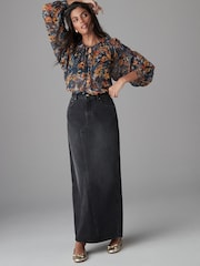 Noir - Maxi Denim 100% Jupe en coton - Image 1 of 7