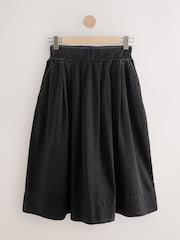 Noir - Jupe mi-longue en denim 100% coton - Image 5 de 7