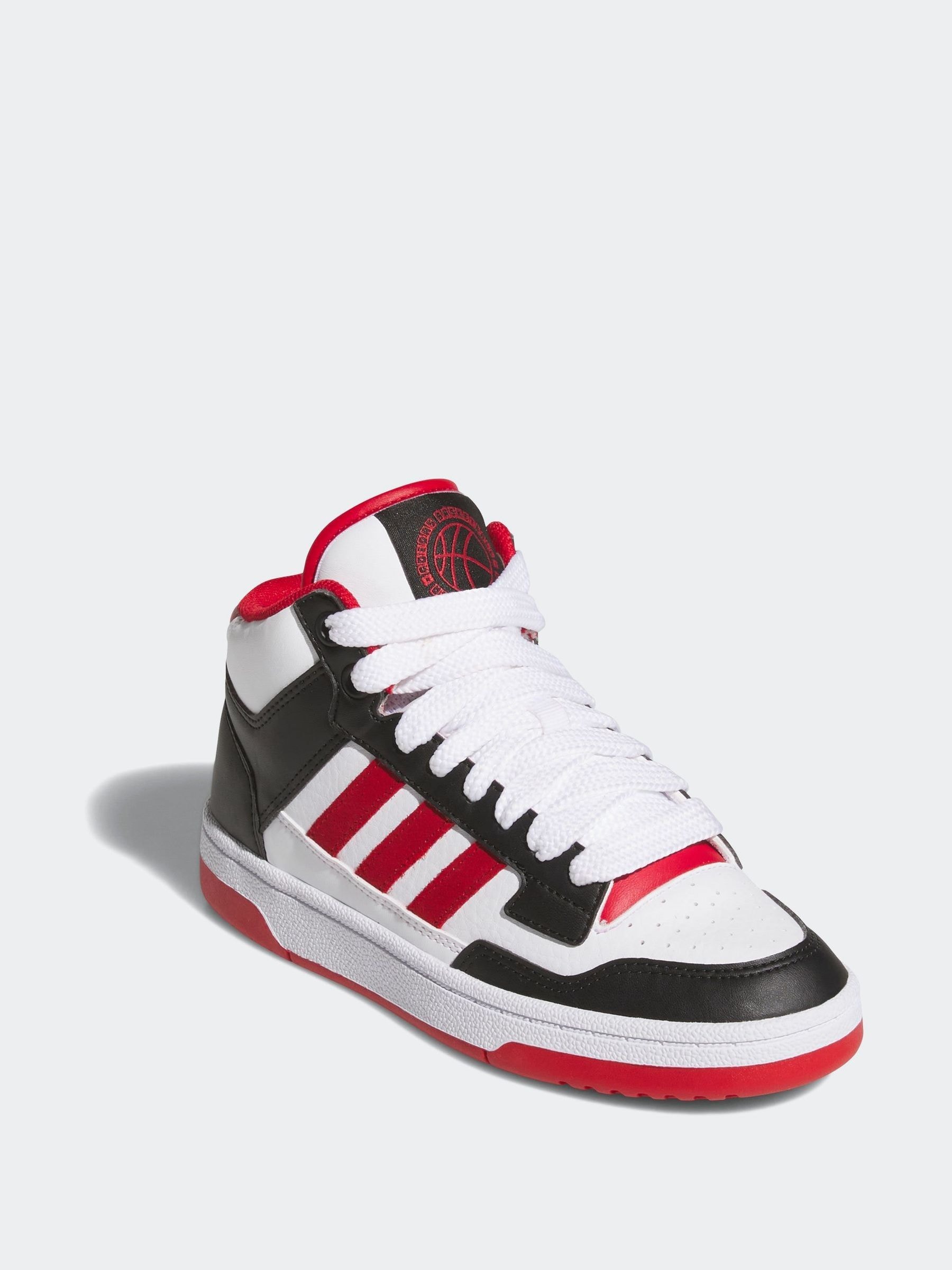 Buy adidas White/Black/Red Rapid Court Mid Lace Junior Trainers