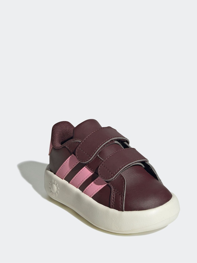 adidas Burgundy/Pink Kids Grand Court 2.0 Shoes - Image 3 of 9