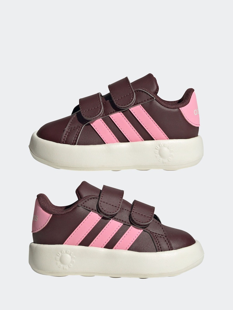 adidas Burgundy/Pink Kids Grand Court 2.0 Shoes - Image 5 of 9
