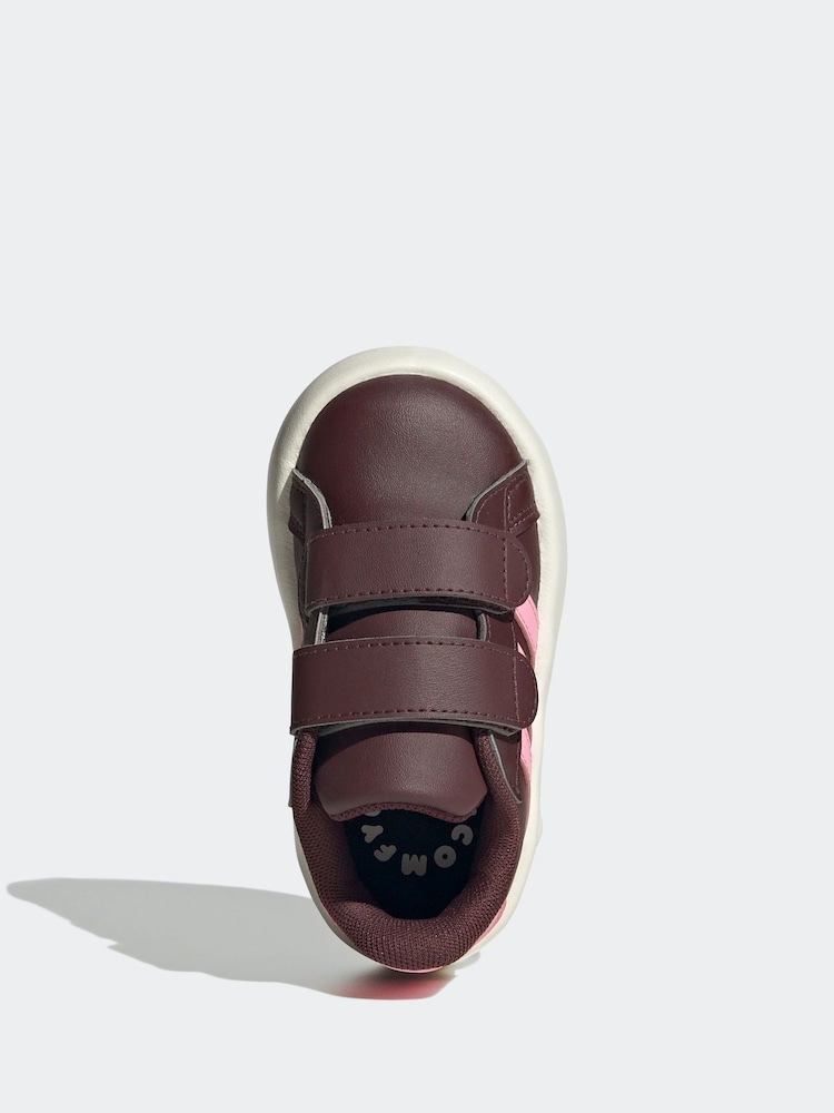 adidas Burgundy/Pink Kids Grand Court 2.0 Shoes - Image 6 of 9