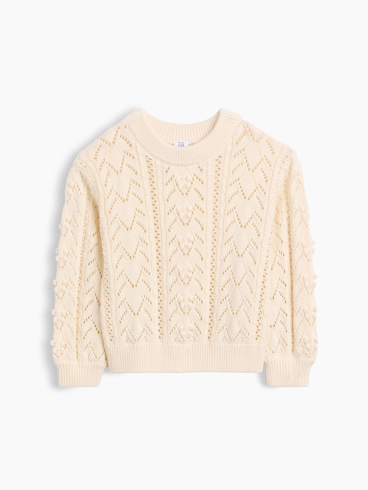 Gap Cream Textured Crew Neck Jumper (6mths-5yrs) - Image 1 of 3 Gap Cream Textured Crew Neck Jumper (6mths-5yrs) - Image 1 of 3