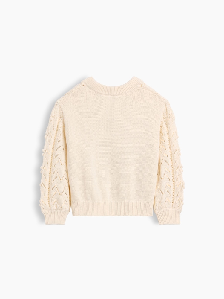 Gap Cream Textured Crew Neck Jumper (6mths-5yrs) - Image 2 of 3 Gap Cream Textured Crew Neck Jumper (6mths-5yrs) - Image 2 of 3
