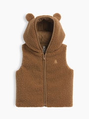 Gap Brown Sherpa Hooded Bear Zip-Up Jacket (0-24mths) - Image 1 of 2