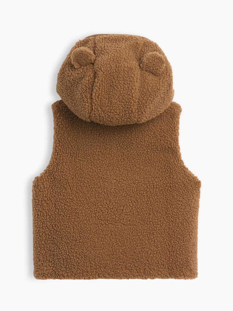 Gap Brown Sherpa Hooded Bear Zip-Up Jacket (0-24mths) - Image 2 of 2