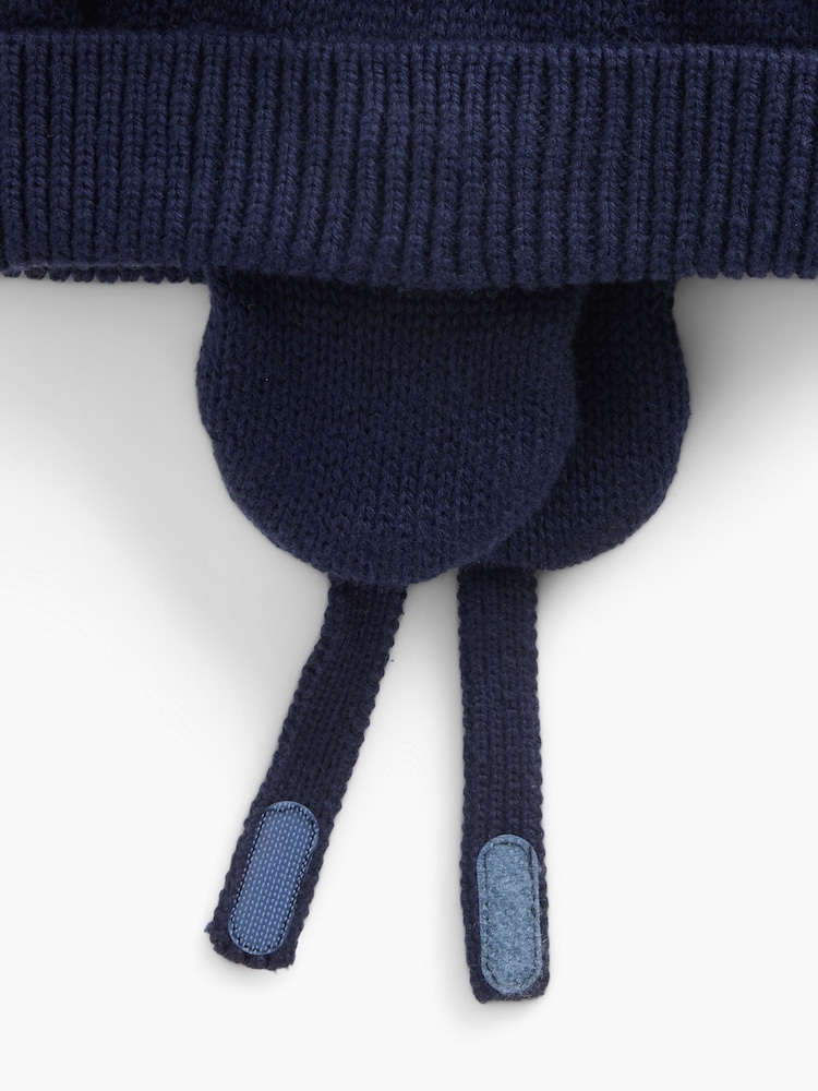 Gap Navy Sherpa-Lined Cable-Knit Bear Beanie - Image 2 of 2 Gap Navy Sherpa-Lined Cable-Knit Bear Beanie - Image 2 of 2