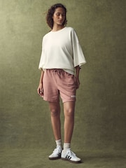 adidas Red Linear French Terry Shorts - Image 3 of 4