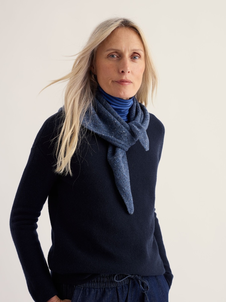 Seasalt Cornwall Blue Wild Bilberry Knitted Triangle Scarf - Image 1 of 4