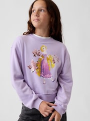 Gap Purple Rapunzel Disney Relaxed Flip-Sequin Wedge Sweatshirt (4-13yrs) - Image 1 of 5