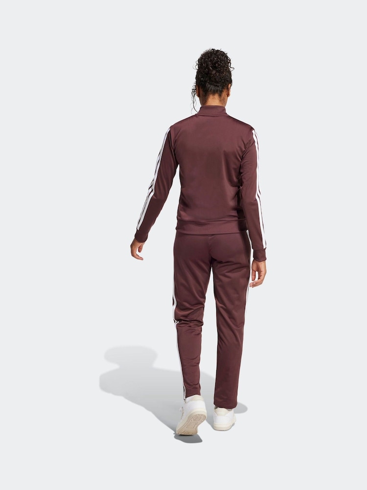 adidas Red Essentials 3 Stripes Tracksuit - Image 2 of 5