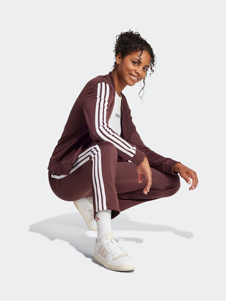 adidas Red Essentials 3 Stripes Tracksuit - Image 3 of 5