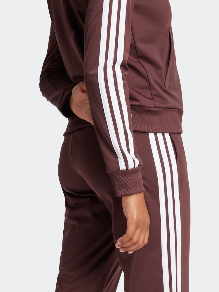 adidas Red Essentials 3 Stripes Tracksuit - Image 4 of 5