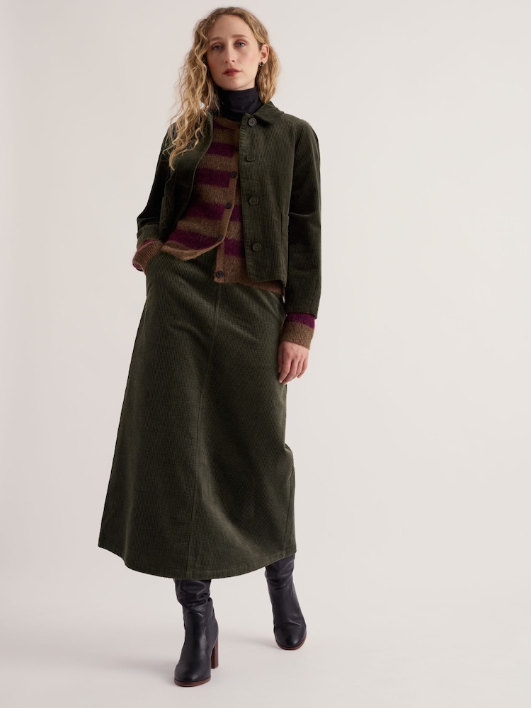 Seasalt Cornwall Green Window Wren Cord Midi Skirt - Image 1 of 5