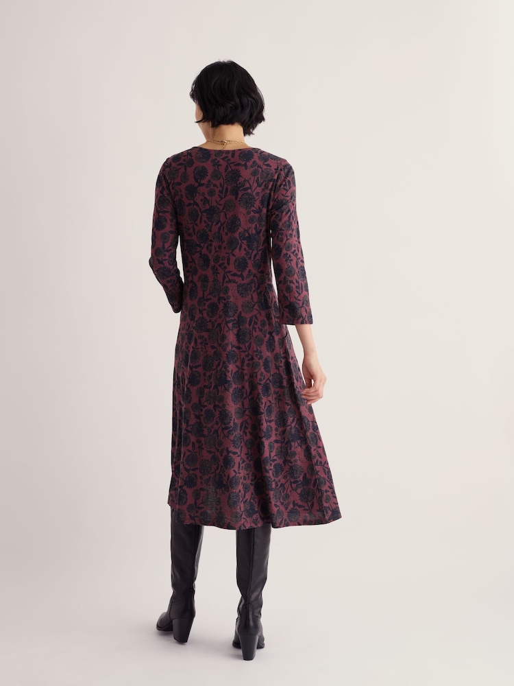 Seasalt Cornwall Purple Enor 3/4 Sleeve Dress - Image 2 of 5 Seasalt Cornwall Purple Enor 3/4 Sleeve Dress - Image 2 of 5