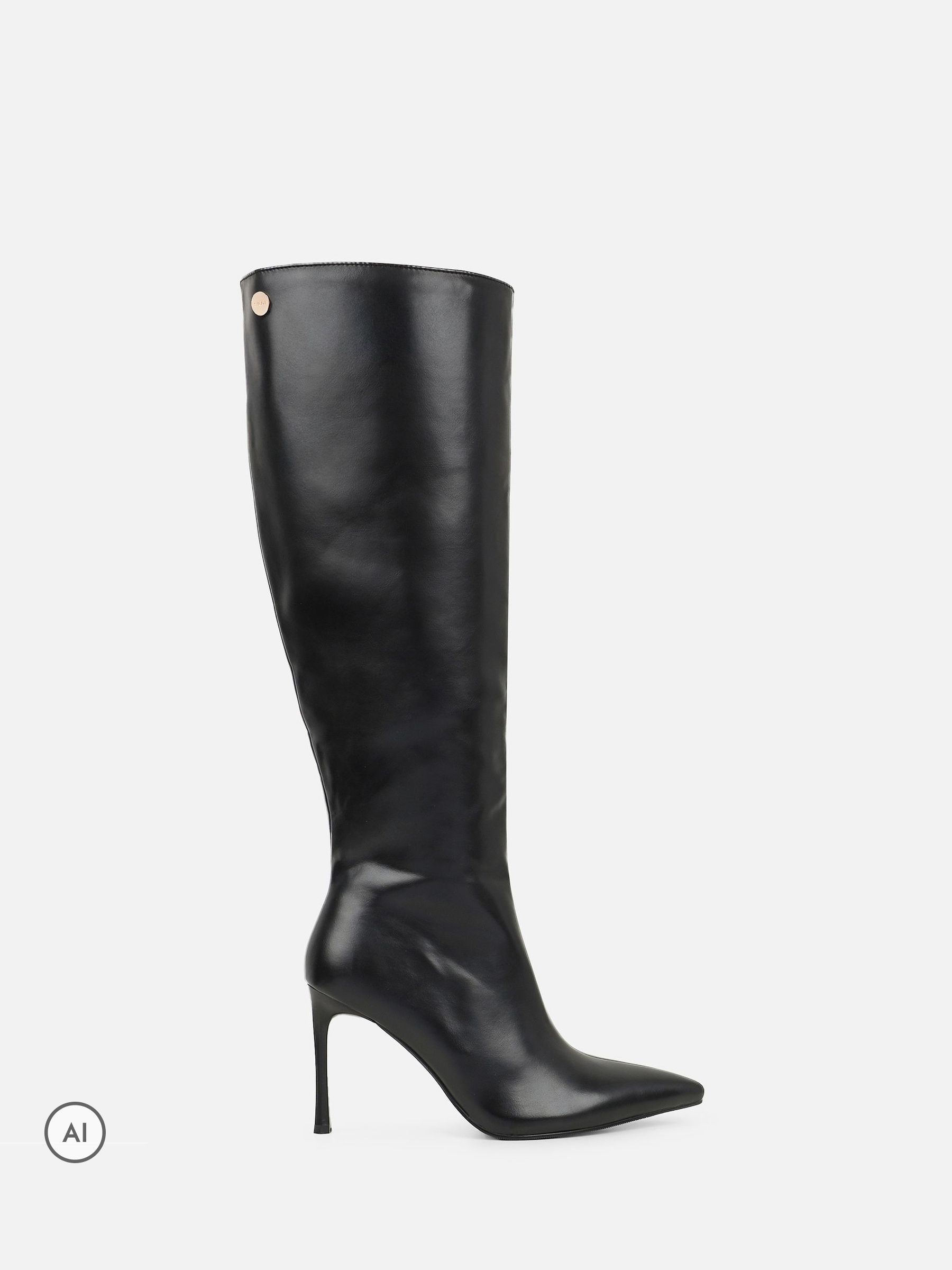 Buy Simmi London Black Leon Knee High Stretch Heeled Boots from