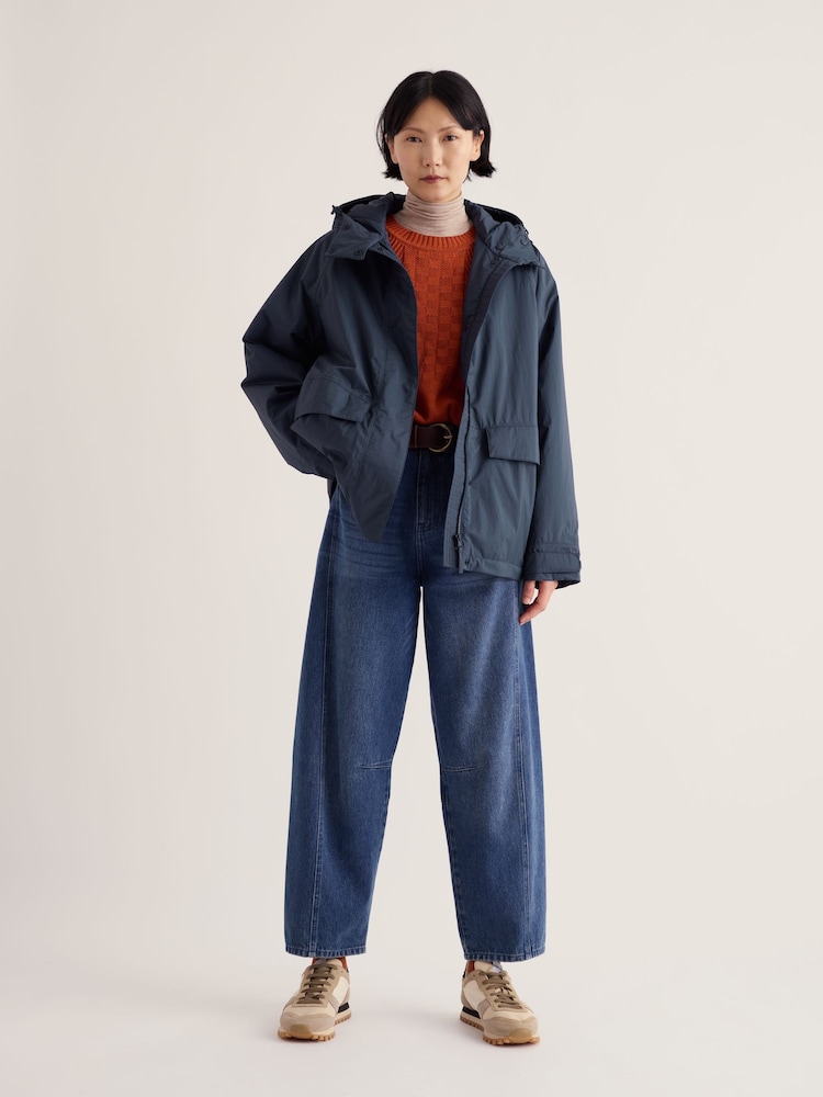 Seasalt Cornwall Blue Portheras Oversized Waterproof Jacket - Image 1 of 5 Seasalt Cornwall Blue Portheras Oversized Waterproof Jacket - Image 1 of 5