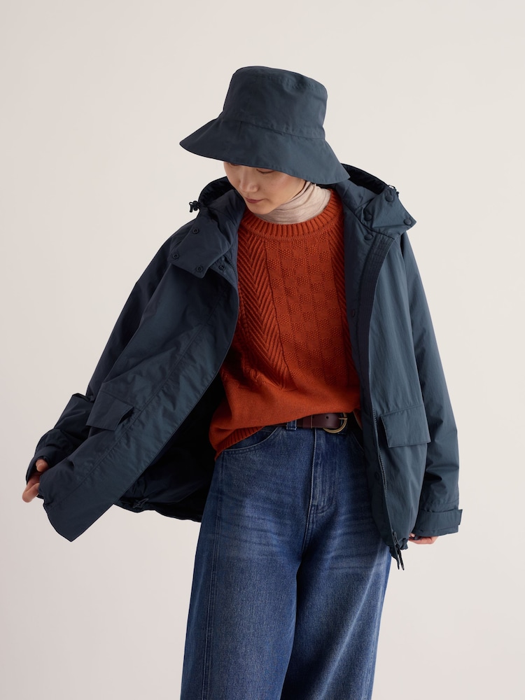 Seasalt Cornwall Blue Portheras Oversized Waterproof Jacket - Image 2 of 5 Seasalt Cornwall Blue Portheras Oversized Waterproof Jacket - Image 2 of 5