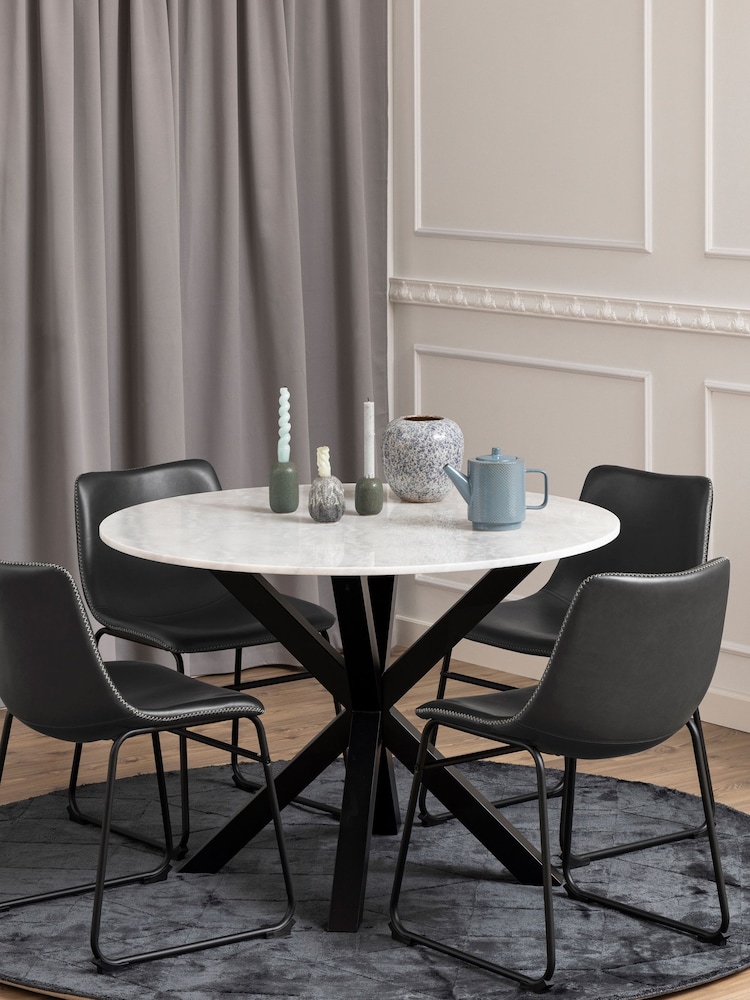 Actona White Black Heaven Round Dining Table - Image 1 of 8 Actona White Black Heaven Round Dining Table - Image 1 of 8