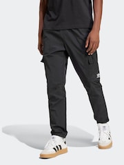 adidas originals Black Trefoil Essentials Woven Cargo Tracksuit Bottoms Joggers - Image 1 of 6