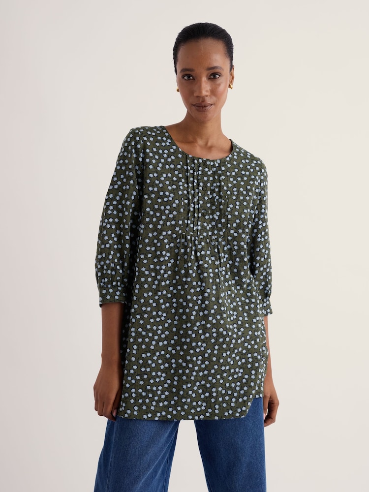 Seasalt Cornwall Green Lerryn Printed A-Line Tunic - Image 2 of 5 Seasalt Cornwall Green Lerryn Printed A-Line Tunic - Image 2 of 5