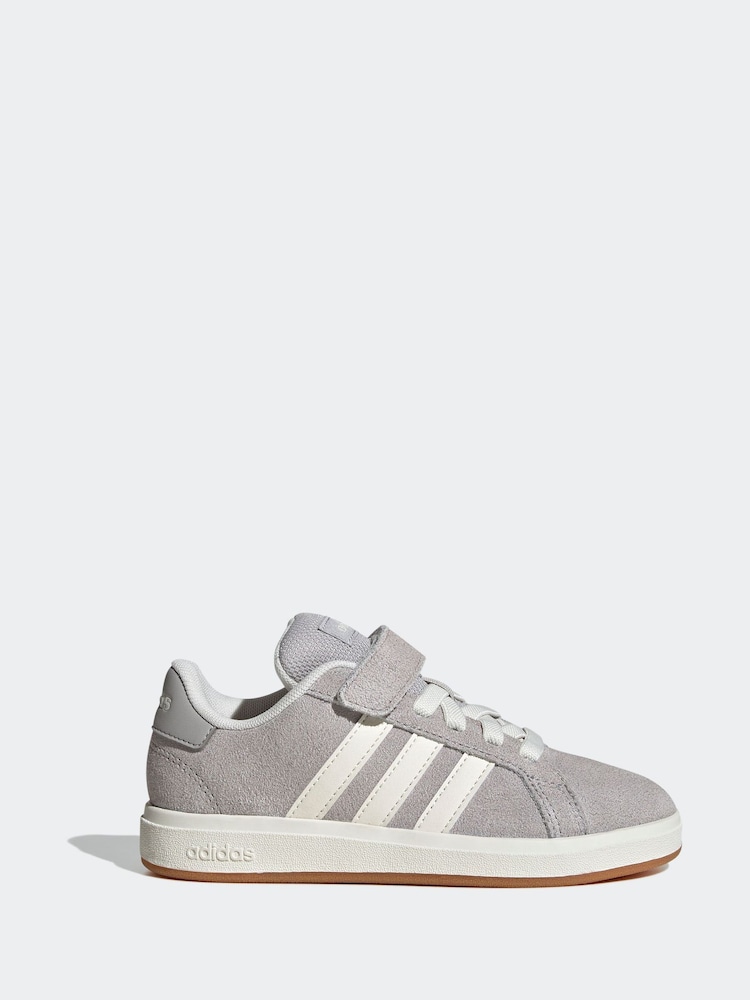 adidas Grey Light Grand Court 00s Trainers - Image 1 of 9