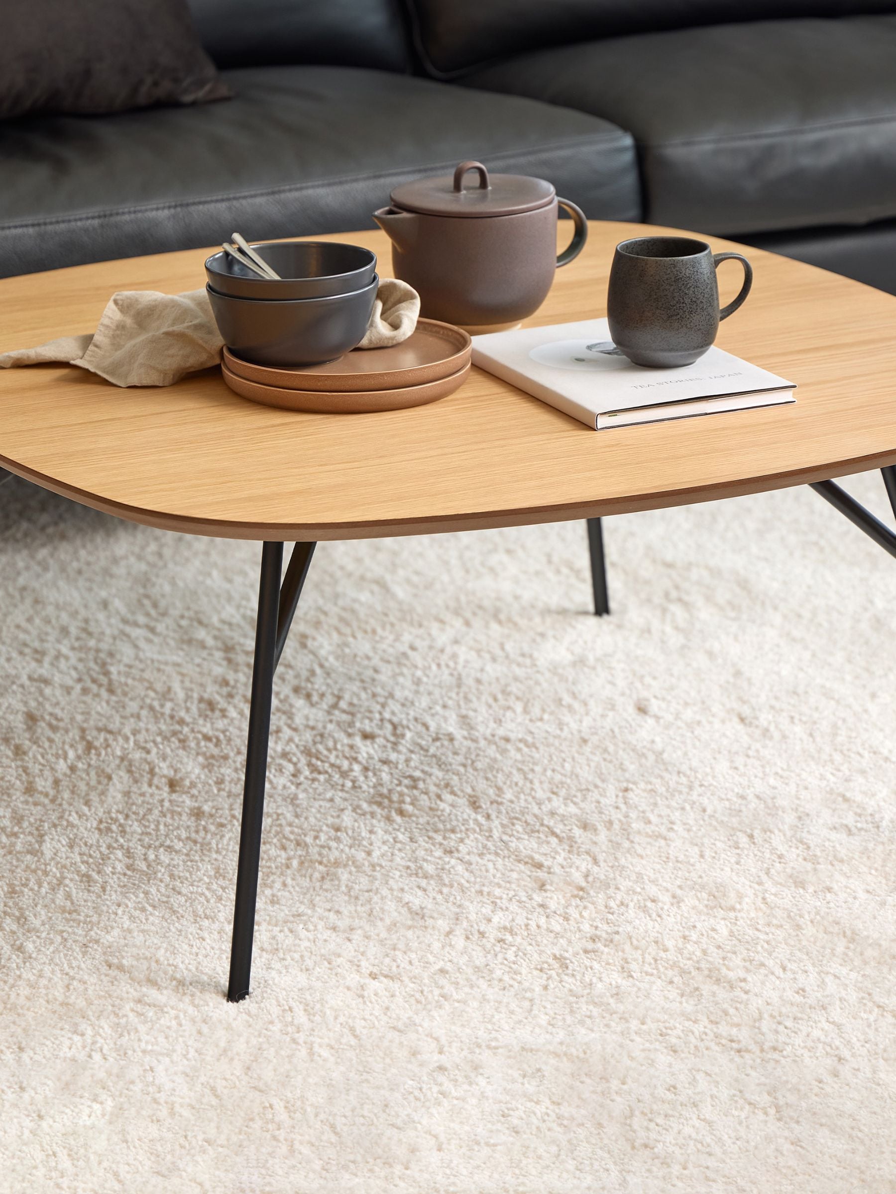 Rackhams Black Caracas Square Coffee Table In Oak And Matt - 90 - Image 5